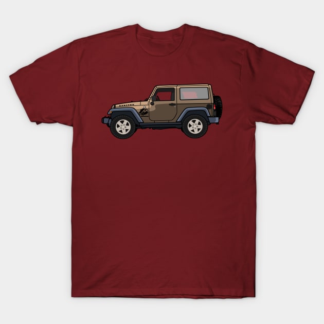 Jeep Wrangler Rubicon 2-door Brown T-Shirt by antipc